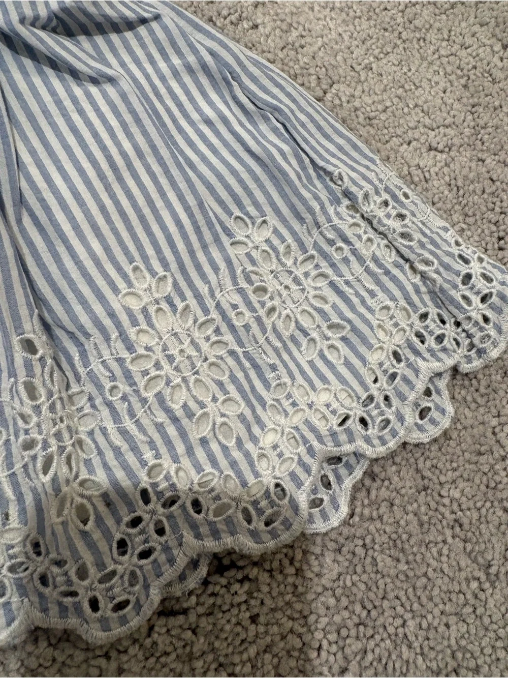 BabyGAP Blue & White Striped Eyelet Baby Dress with Bloomer 18 mo